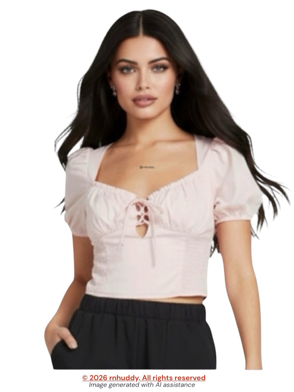 ASTR the Label L pink puff sleeve smocked poplin blouse